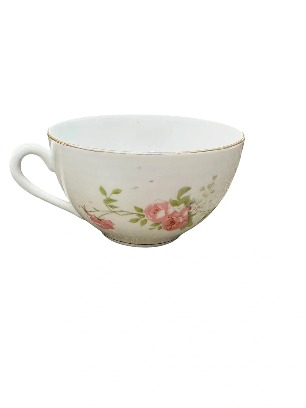 Antique Victoria Austria Porcelain Teacup & Saucer Pink Roses Gold Trim